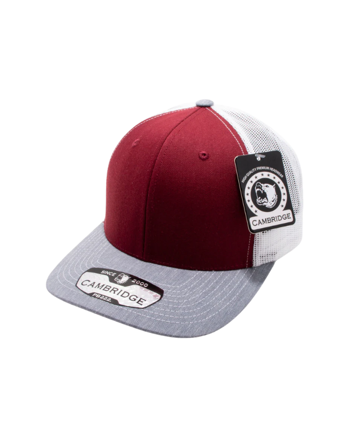 Pit Bull Cambridge PB222 Trucker Hat Burgundy/White/Heather Grey Pit Bull Cambridge PB222 Trucker Hat Burgundy/White/Heather Grey