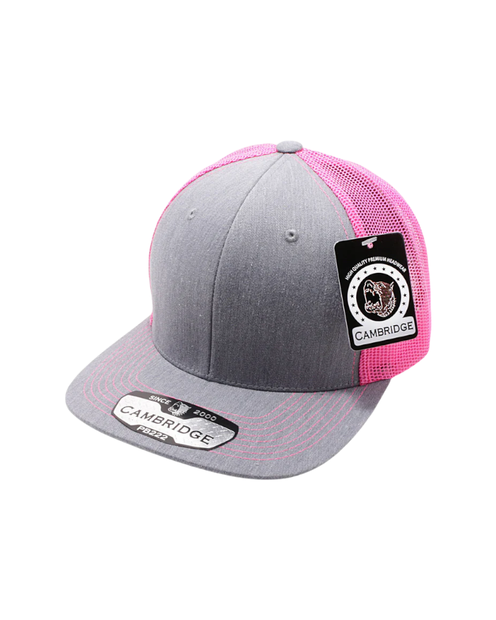 Pit Bull Cambridge PB222 Trucker Hat Heather Grey/Neon Pink Pit Bull Cambridge PB222 Trucker Hat Heather Grey/Neon Pink