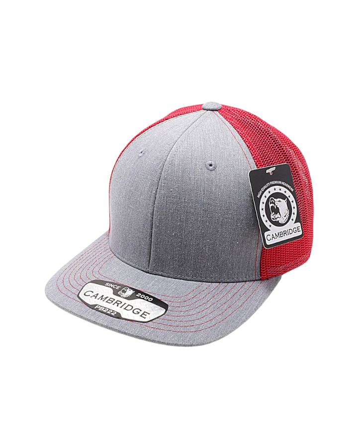 Pit Bull Cambridge PB222 Trucker Hat Heather Grey/Red Pit Bull Cambridge PB222 Trucker Hat Heather Grey/Red