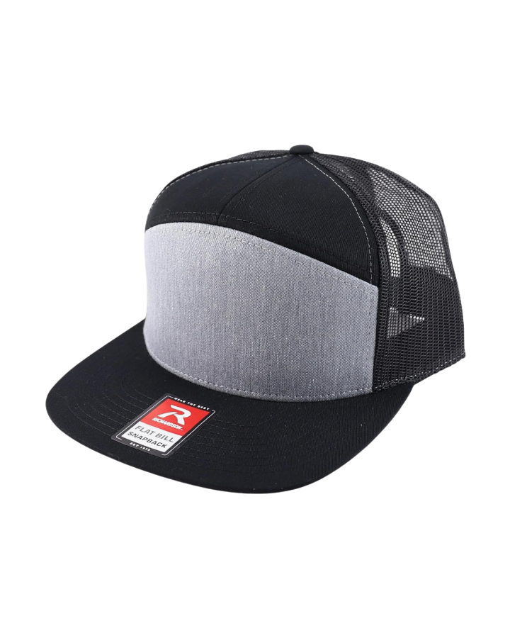 Richardson 168 7-Panel Trucker Hat Heather Grey/Black Richardson 168 7-Panel Trucker Hat Heather Grey/Black