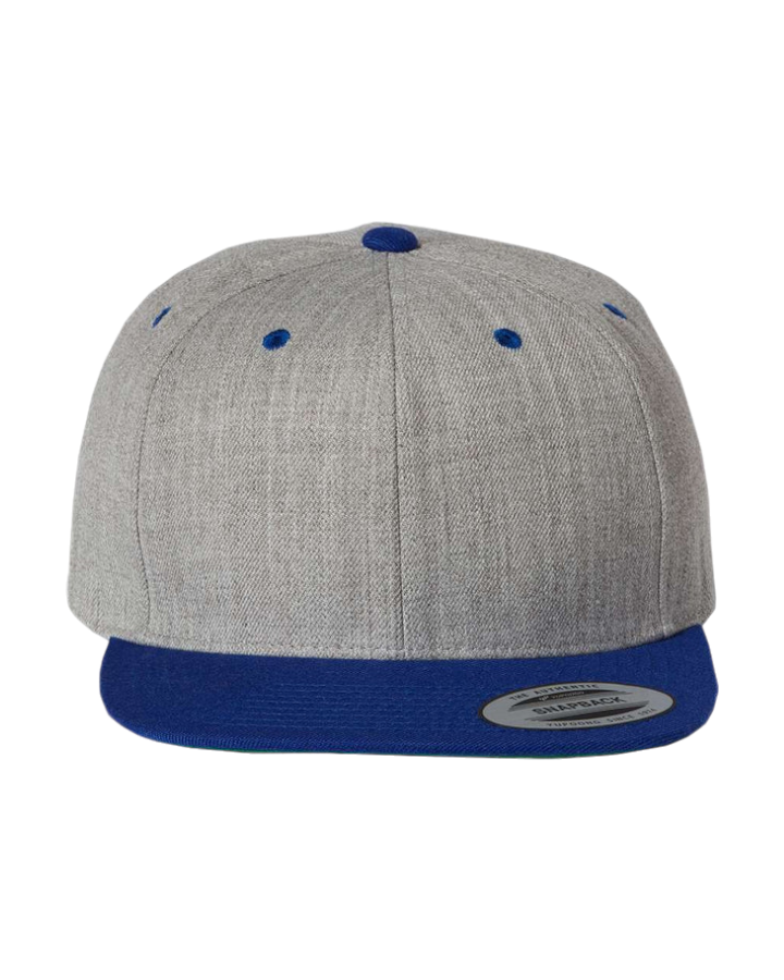 Yupoong 6089M Premium Snapback Heather Grey/Royal Yupoong 6089M Premium Snapback Heather Grey/Royal